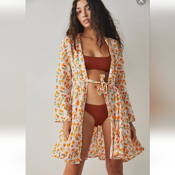 Free People Orange Wrap Dress NWT - Picture 11 of 16